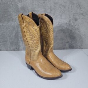 Vintage Laredo Boots 7168 Mens 8.5D Tan Western Cowboy Leather Stitched